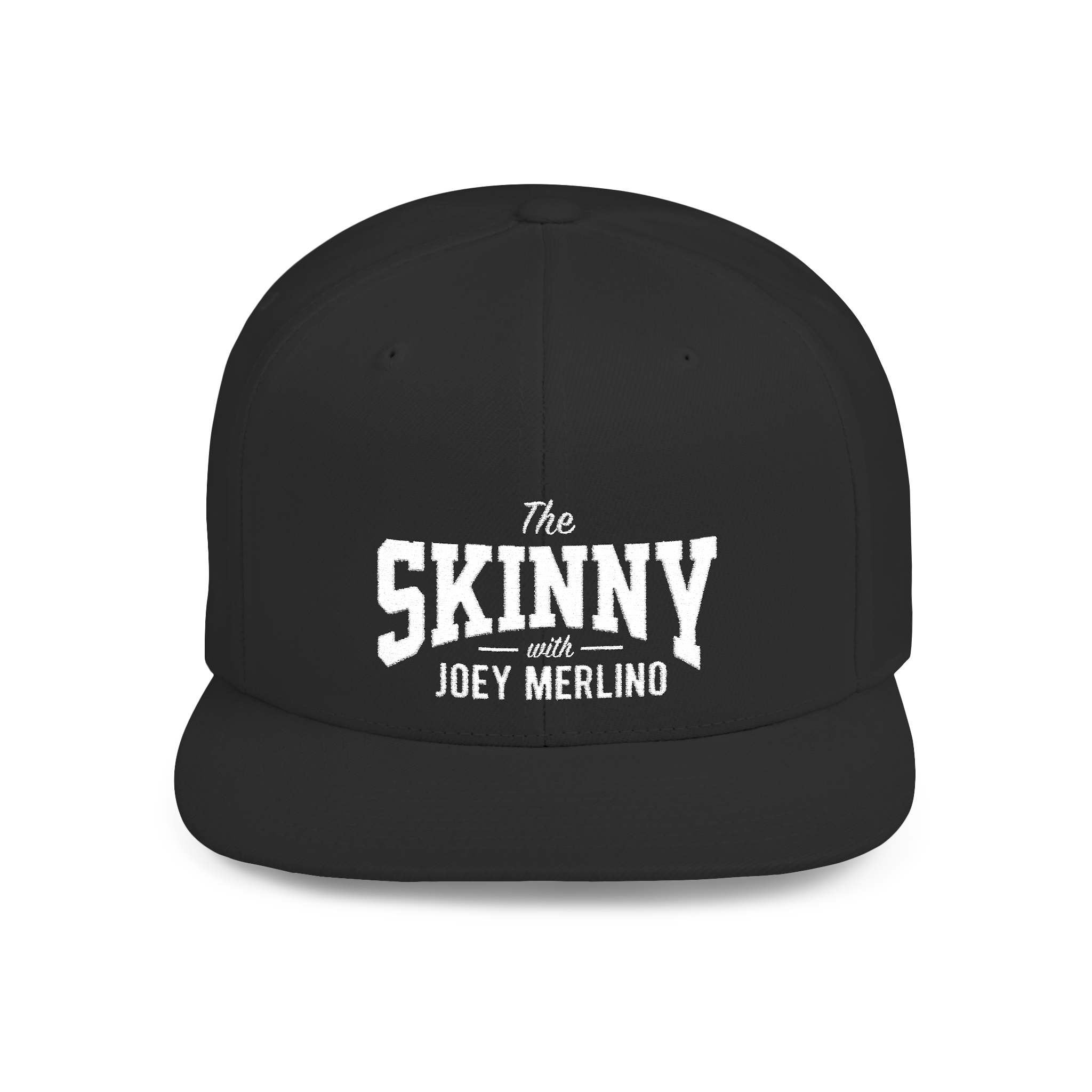 Black cap with 'The Skinny with Joey Merlino' text on a white background