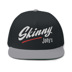 Black and gray cap with 'Skinny Joey's' text on a white background