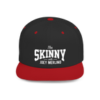 Black and red cap with 'The Skinny with Joey Merlino' text on a white background