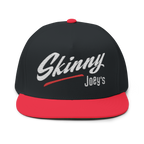 Black and red cap with 'Skinny Joey's' text on a white background
