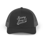 Black trucker cap with 'Skinny Joey's Cheesesteaks' logo on a white background