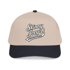Beige and black cap with 'Skinny Joey's Cheesesteaks' logo on a white background