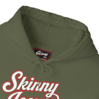 Green hoodie with 'Skinny' logo on a white background