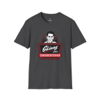 Gray t-shirt with 'Skinny Joey's Cheesesteaks' graphic on a white background