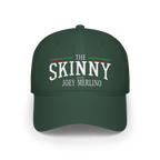 Green cap with 'The Skinny with Joey Merlin' text on a white background