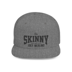 Gray cap with 'The Skinny with Joey Merlin' text on a white background