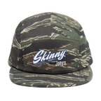 Camouflage cap with 'Skinny Joey's' logo on a white background