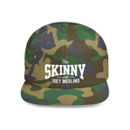 Camouflage cap with 'The Skinny with Joey Merlino' text on a white background
