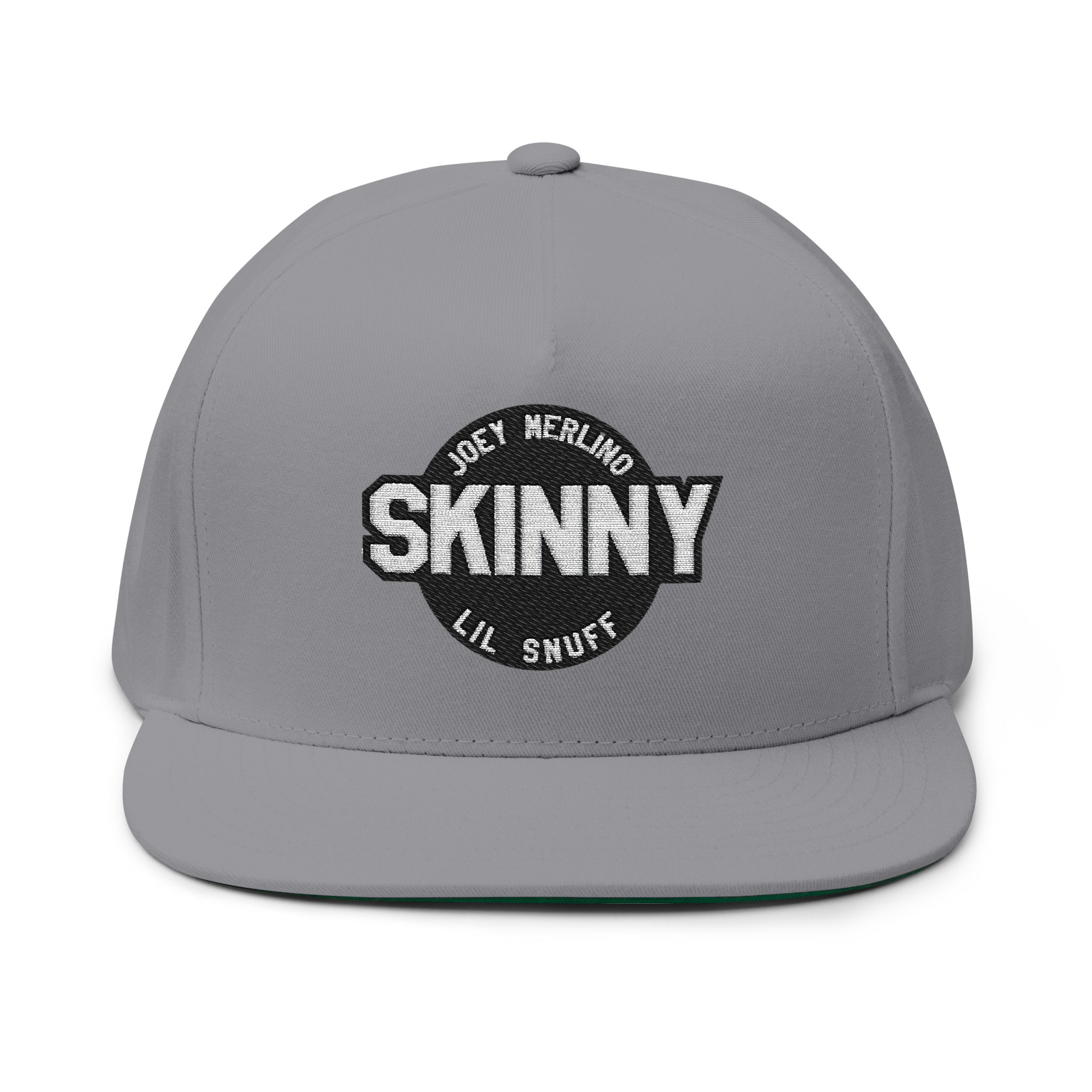 Gray cap with 'Skinny' logo on a white background