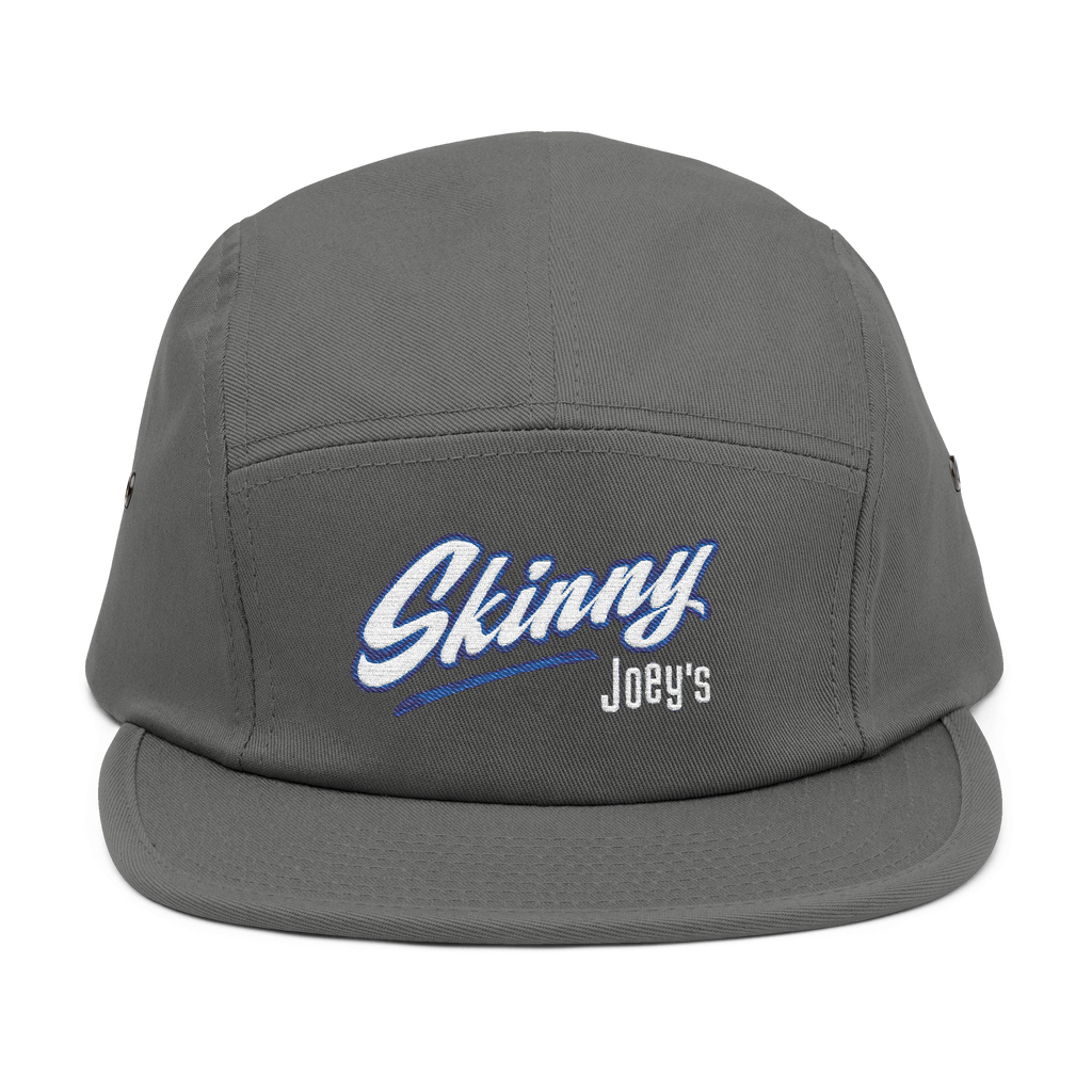 Gray cap with 'Skinny Joey's' text on a white background