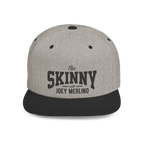 Gray and black cap with 'The Skinny with Joey Merlin' text on a white background