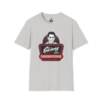 Gray t-shirt with 'Skinny Joey's Cheesesteaks' graphic on a white background