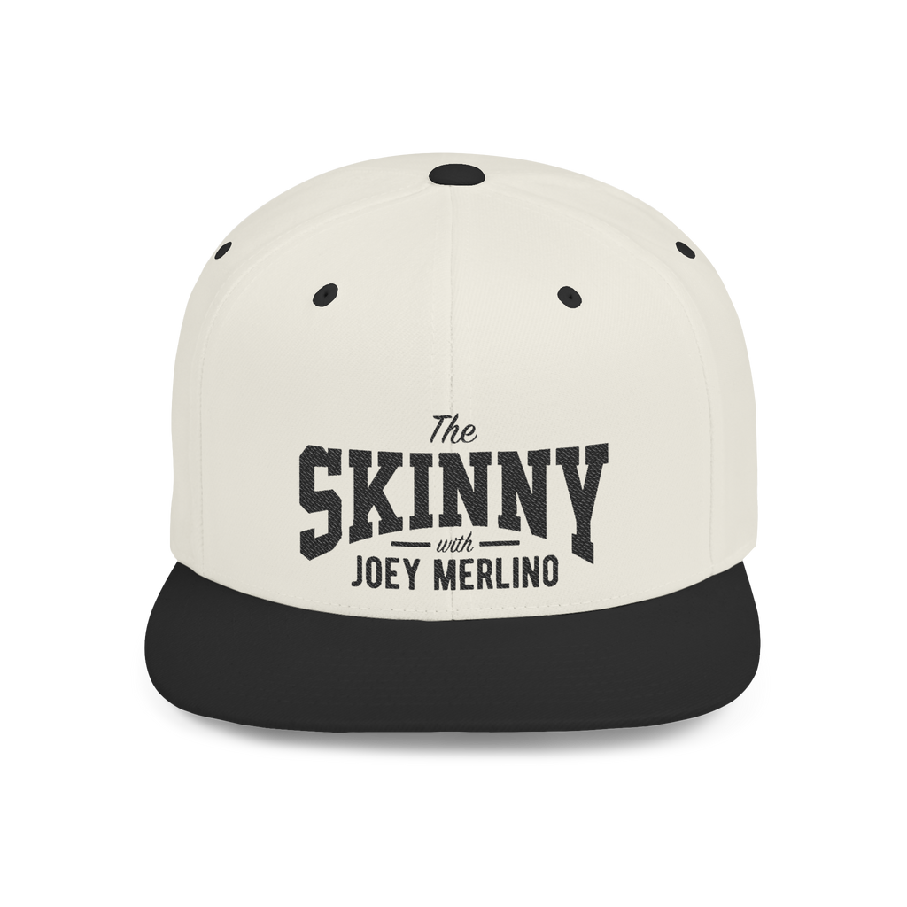 Cap with 'The Skinny with Joey Merlin' text on a white background
