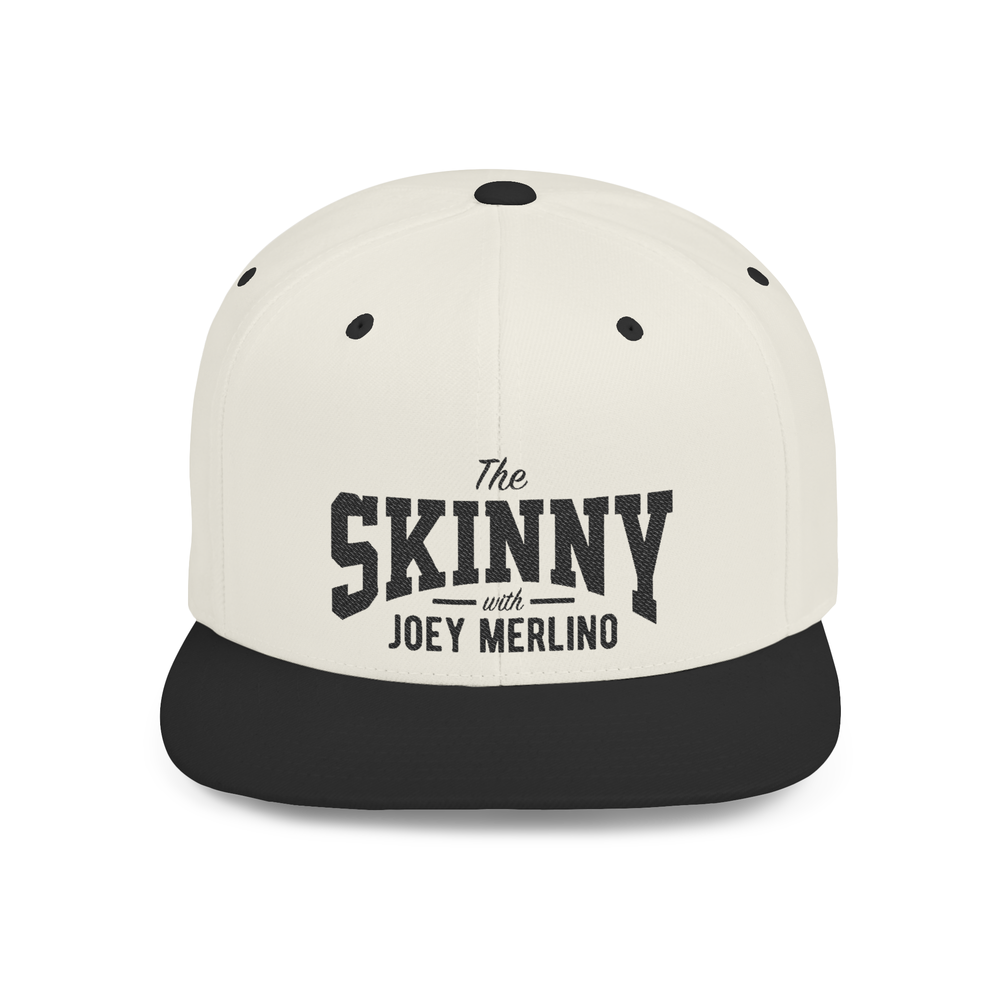 Cap with 'The Skinny with Joey Merlin' text on a white background