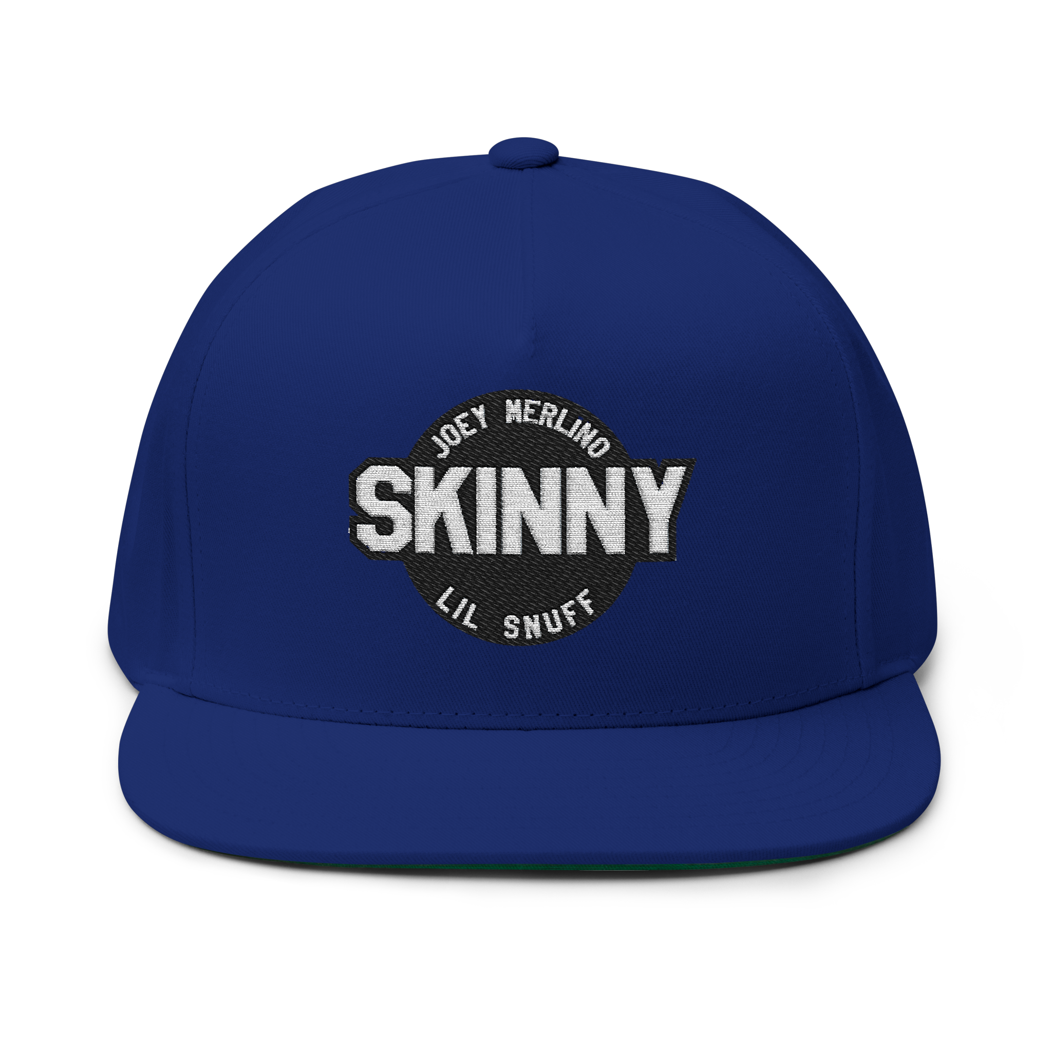 Blue cap with 'Skinny' and 'Joey Merlino' text on a white background