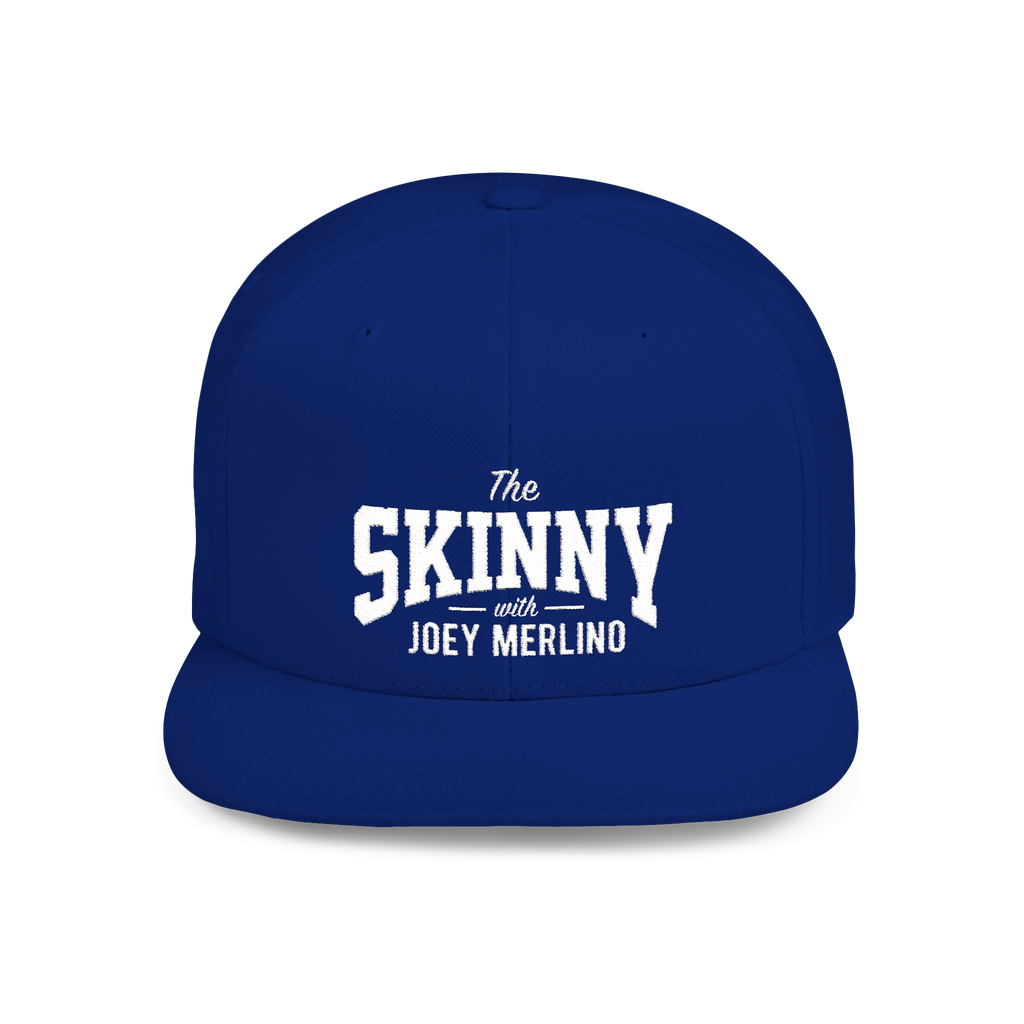 Blue cap with 'The Skinny with Joey Merlino' text on a white background