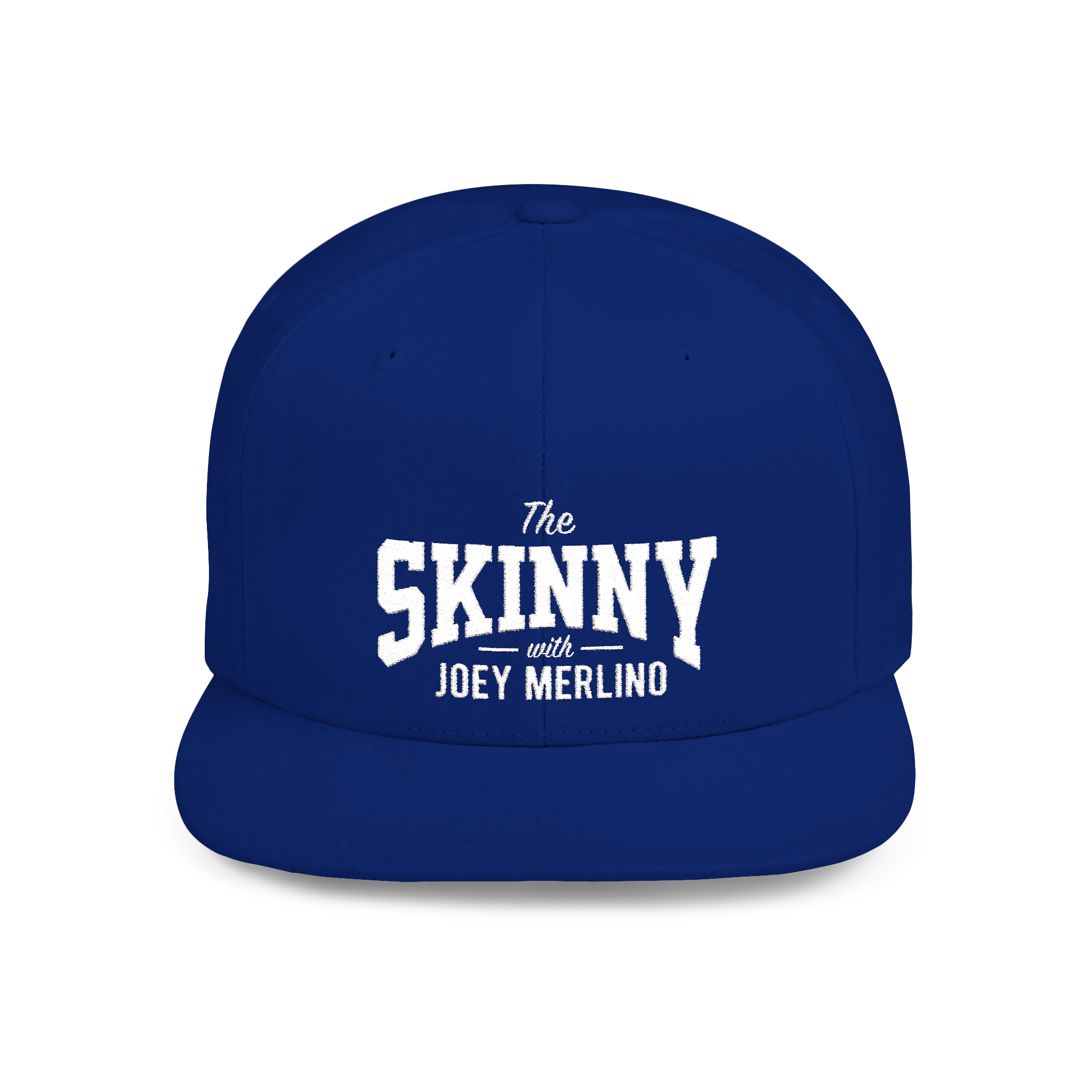 Blue cap with 'The Skinny with Joey Merlino' text on a white background