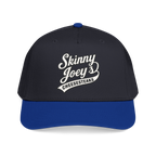 Black cap with 'Skinny Joey's Cheesesteaks' text on a white background
