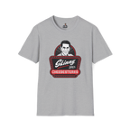 Gray t-shirt with 'Skinny Joey's Cheesesteaks' graphic on a white background