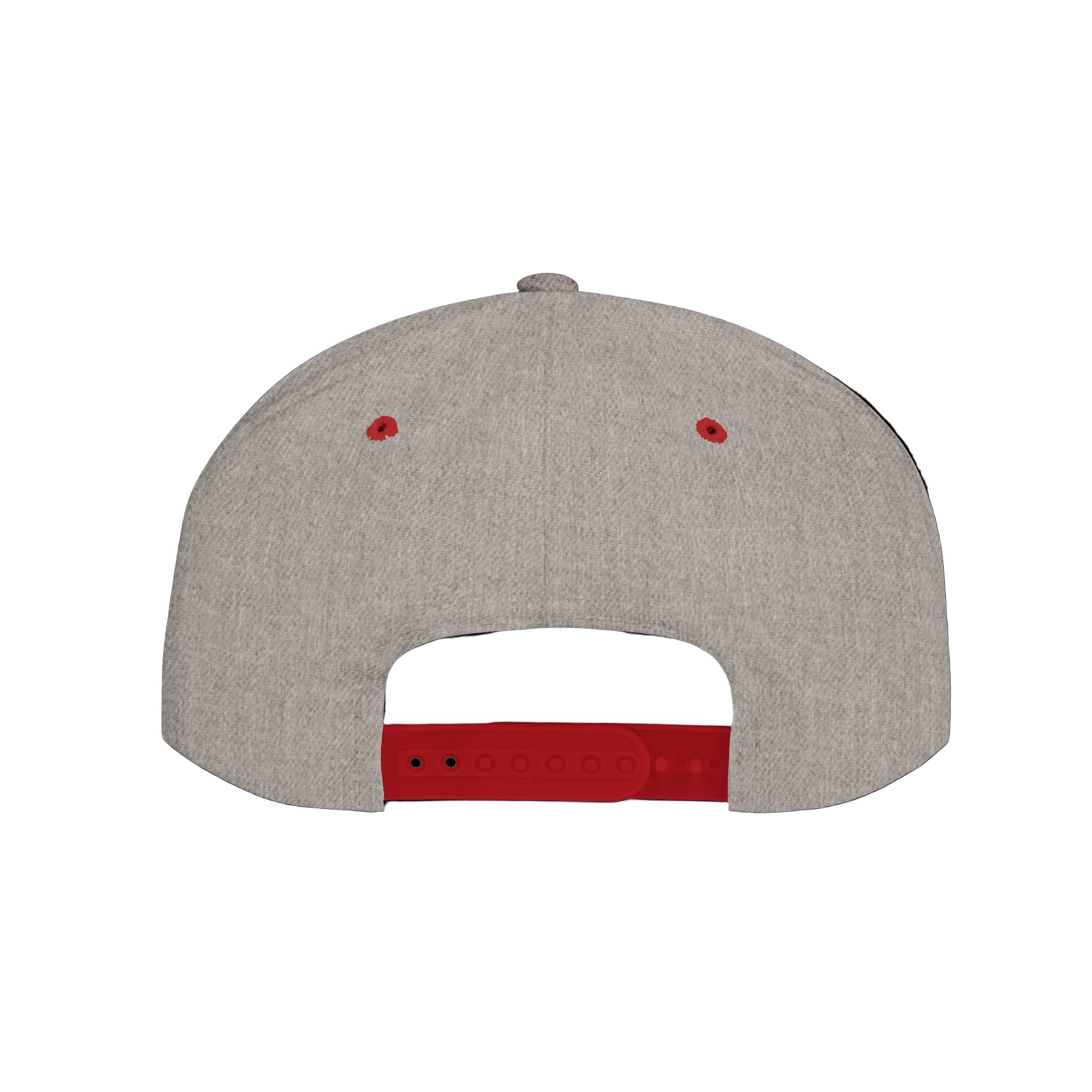 Gray cap with red interior and strap on a white background