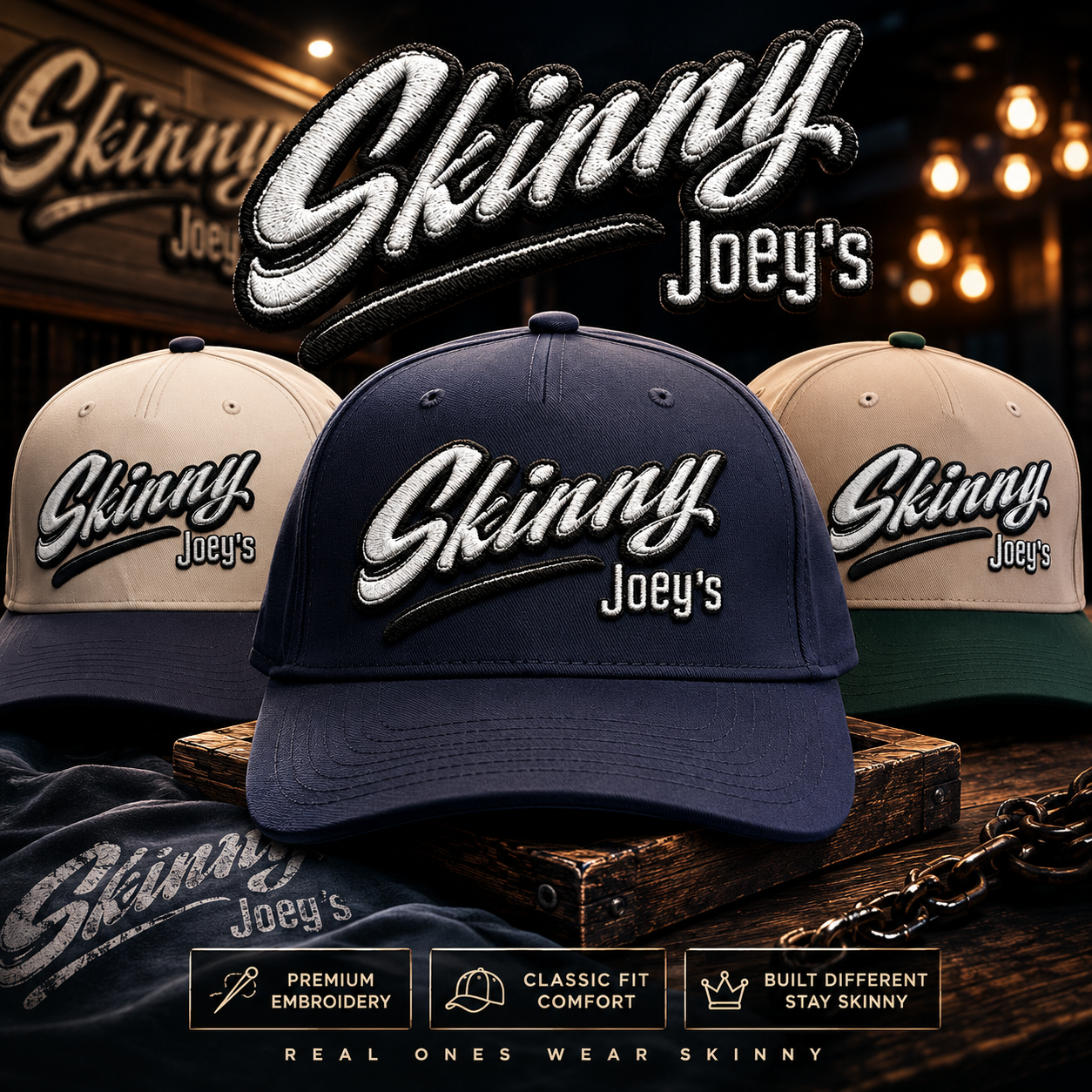 Skinny Joey's Classic Dad Cap – Embroidered Retro Script Baseball Hat