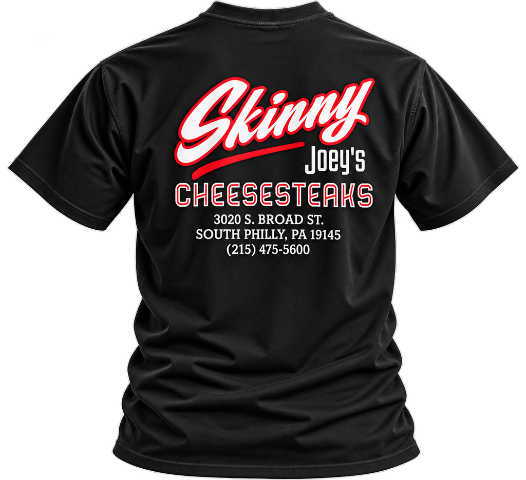 Skinny Joeys Cheesesteaks Unisex Heavy Cotton Tee, South Philly cheesesteak shop merch