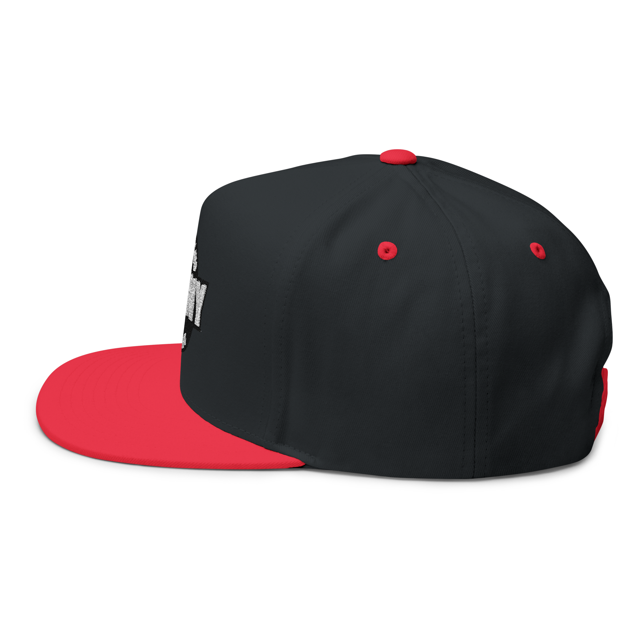 Black and red cap on a white background