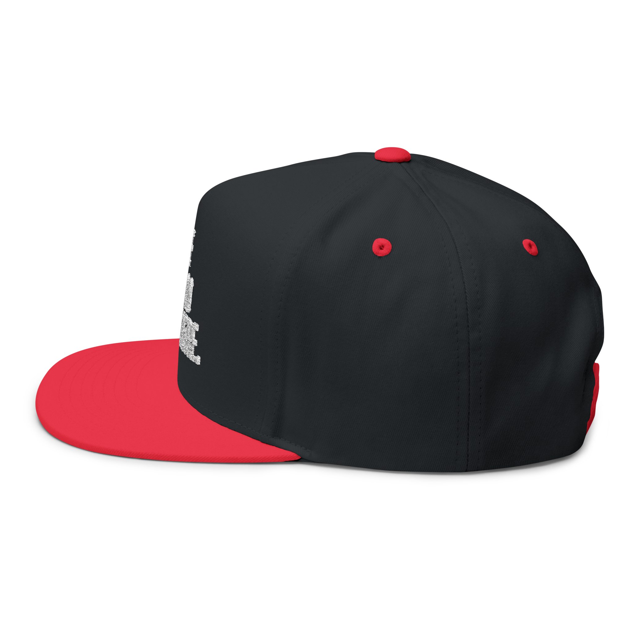 Black and red cap on a white background