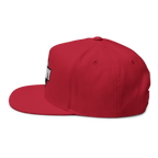 Red cap with a small logo on a white background