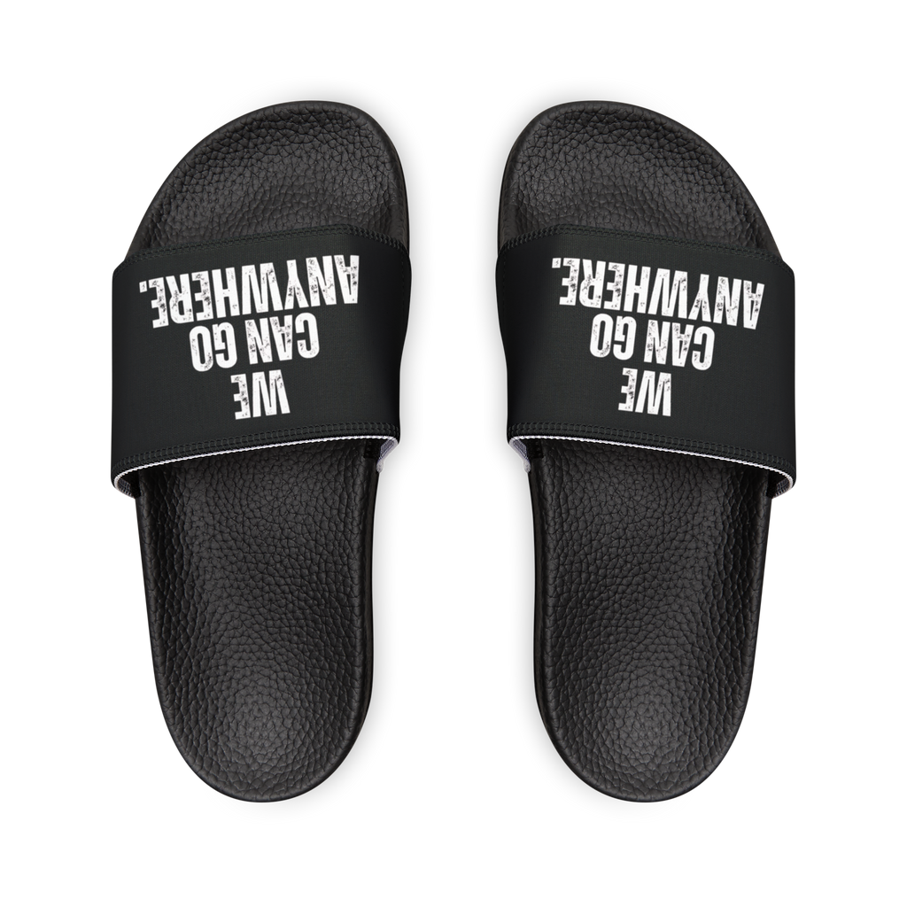Black slides with text on a white background