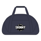 Navy duffel bag with 'SKINNY' logo on a white background