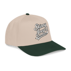 Beige and green cap with 'Skinny Joey's Cheesesteaks' logo on a white background
