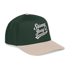 Green and beige cap with 'Skinny Joey's Cheesesteaks' text on a white background