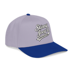Gray and blue cap with 'Skinny Joey's Cheesesteaks' text on a white background