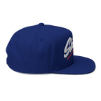 Blue cap with a logo on a white background