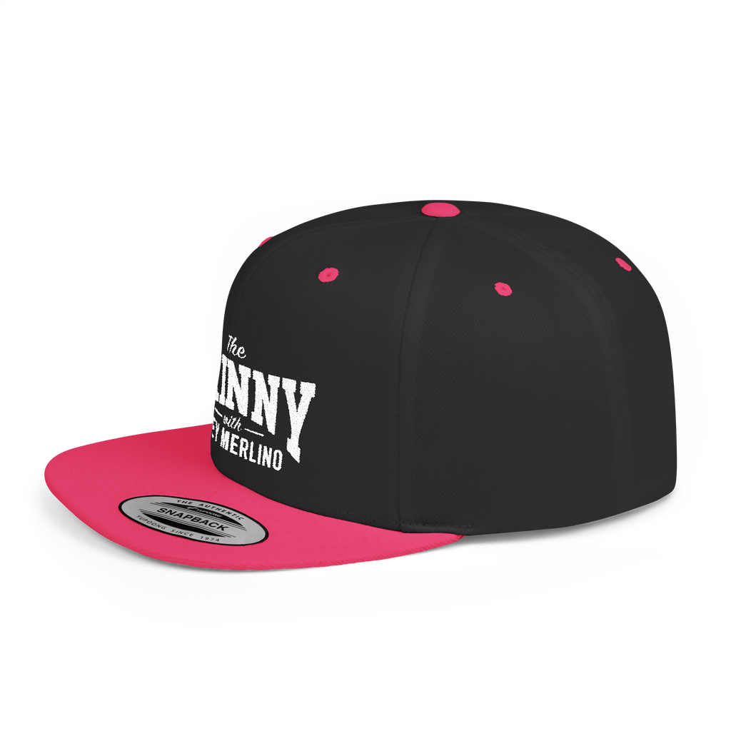 Black and pink cap with visible branding on a white background