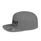 Gray cap with black text on a white background