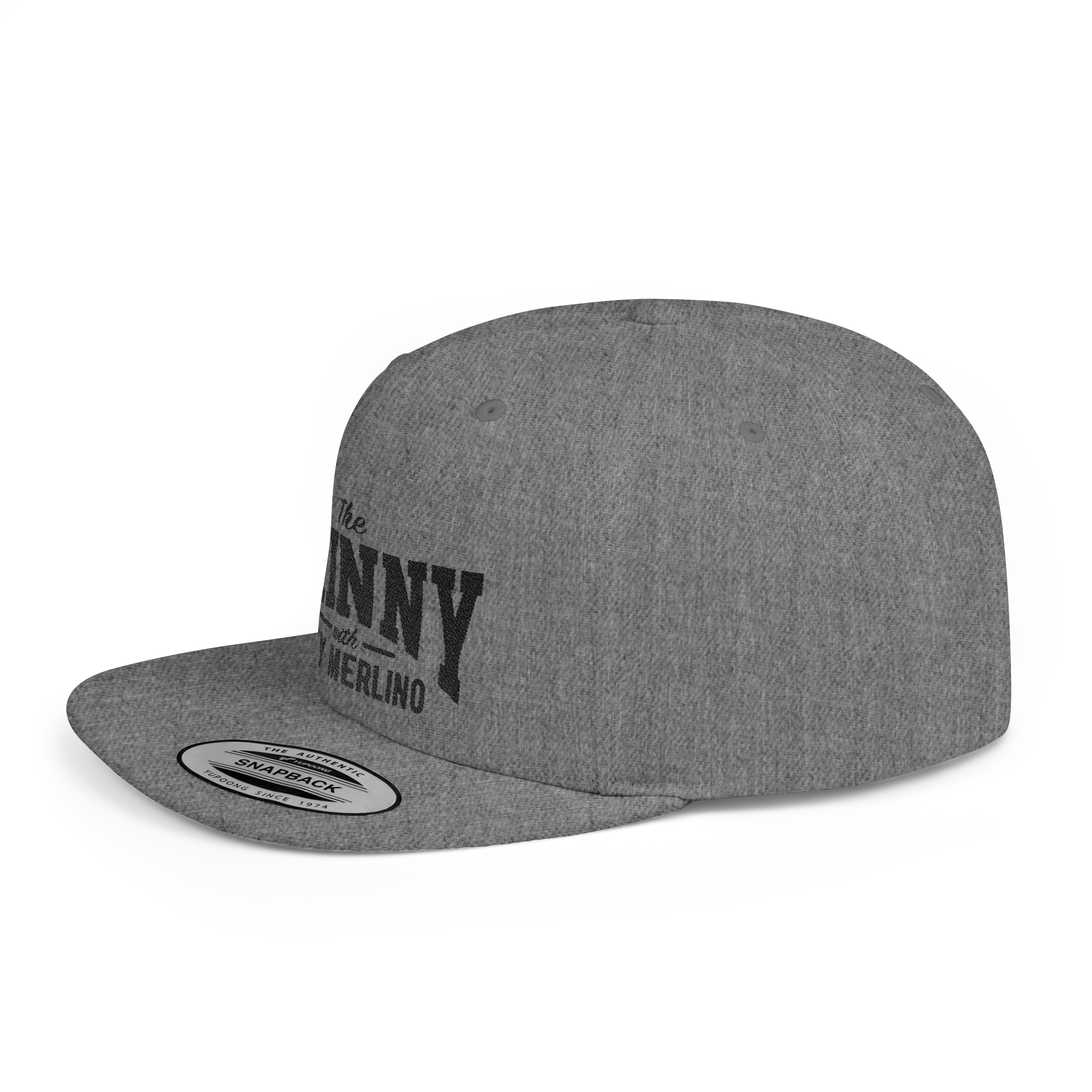 Gray cap with black text on a white background