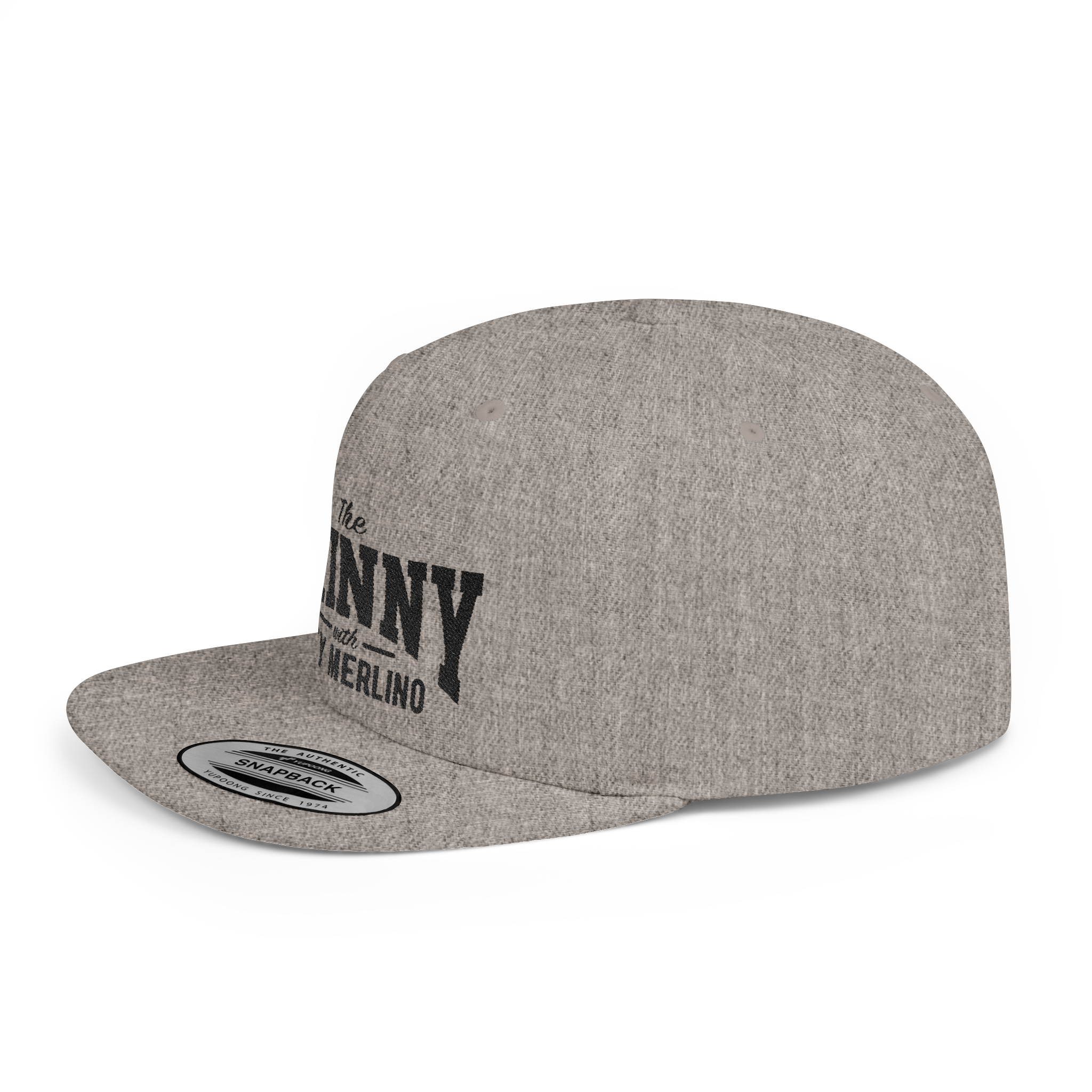 Gray cap with black text on a white background