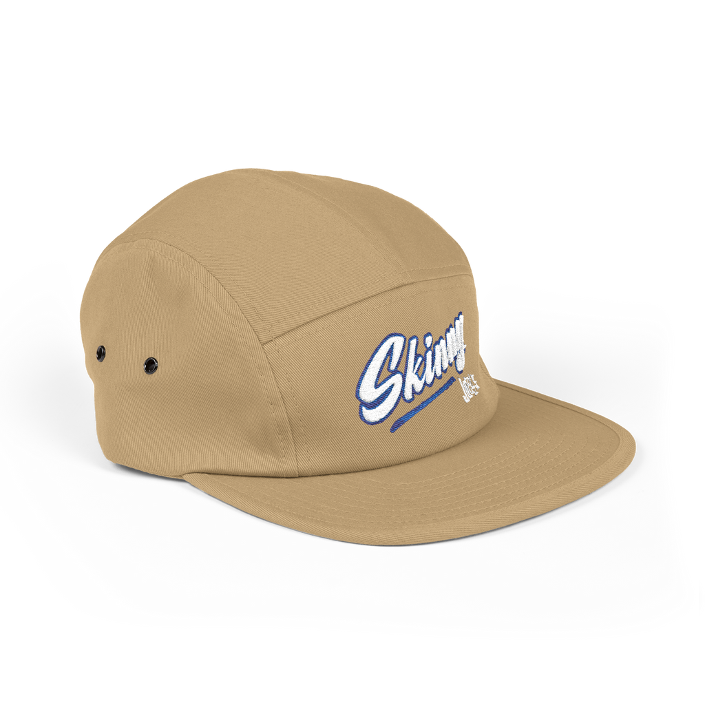 Beige cap with a logo on a white background