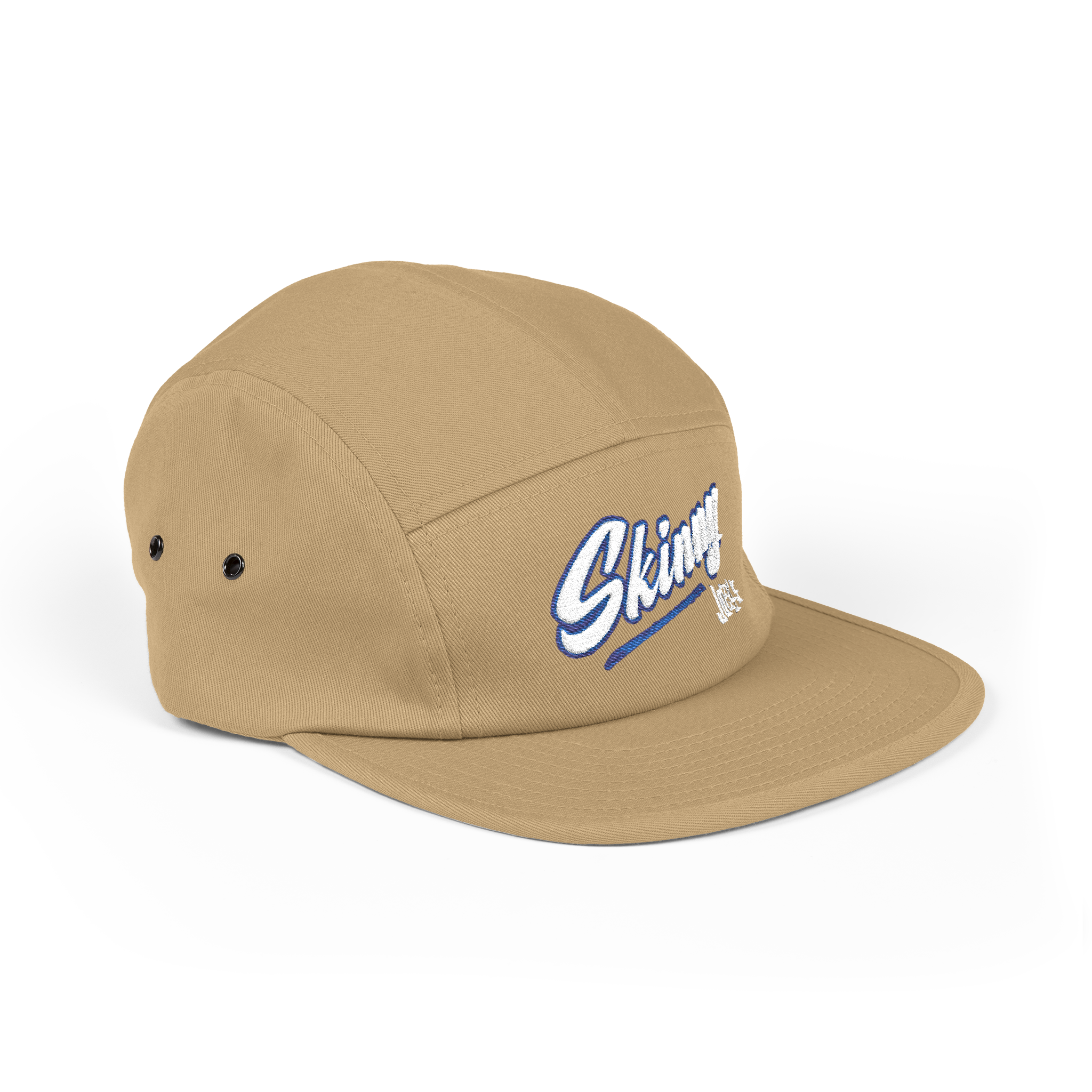 Beige cap with a logo on a white background