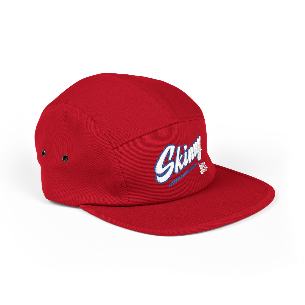 Red cap with a logo on a white background