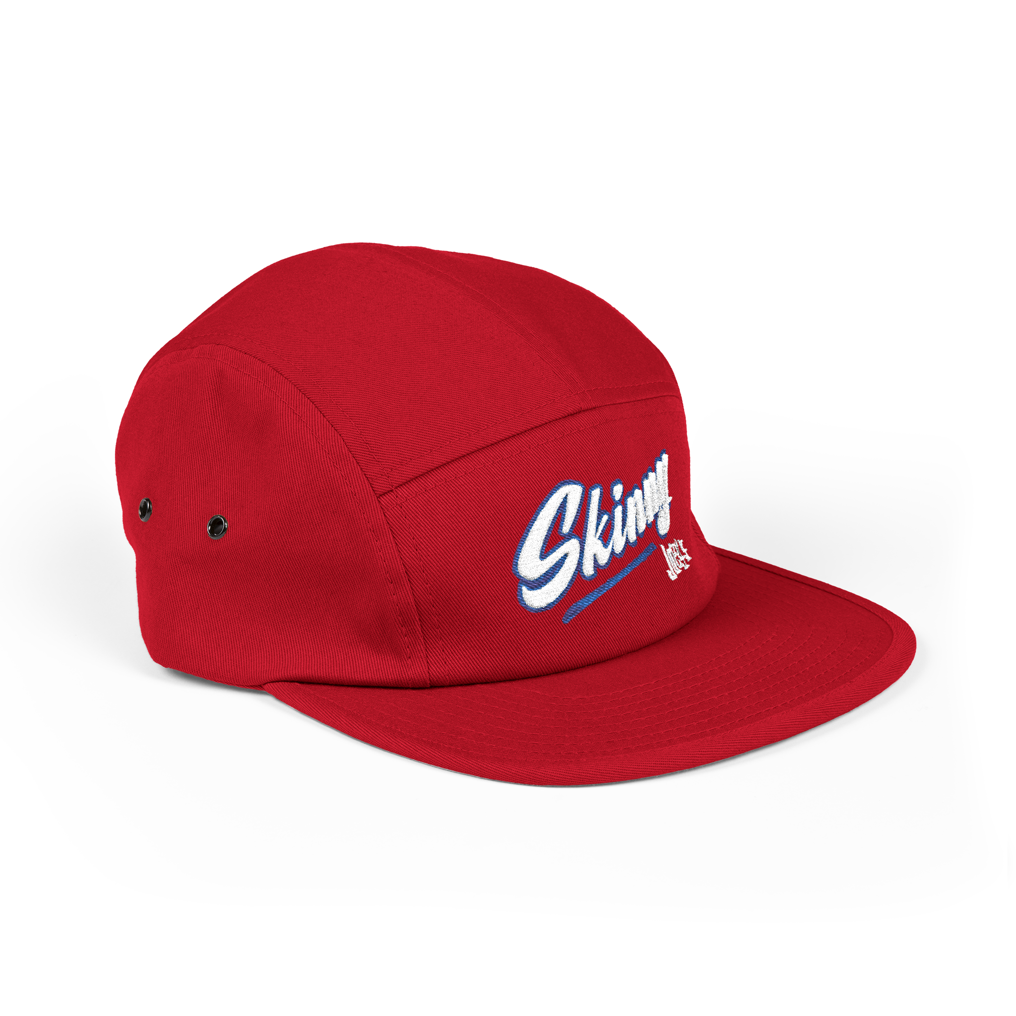 Red cap with a logo on a white background