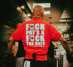 F*ck Pat's & F*ck The Rats T-Shirt in red, back graphic, Philly streetwear