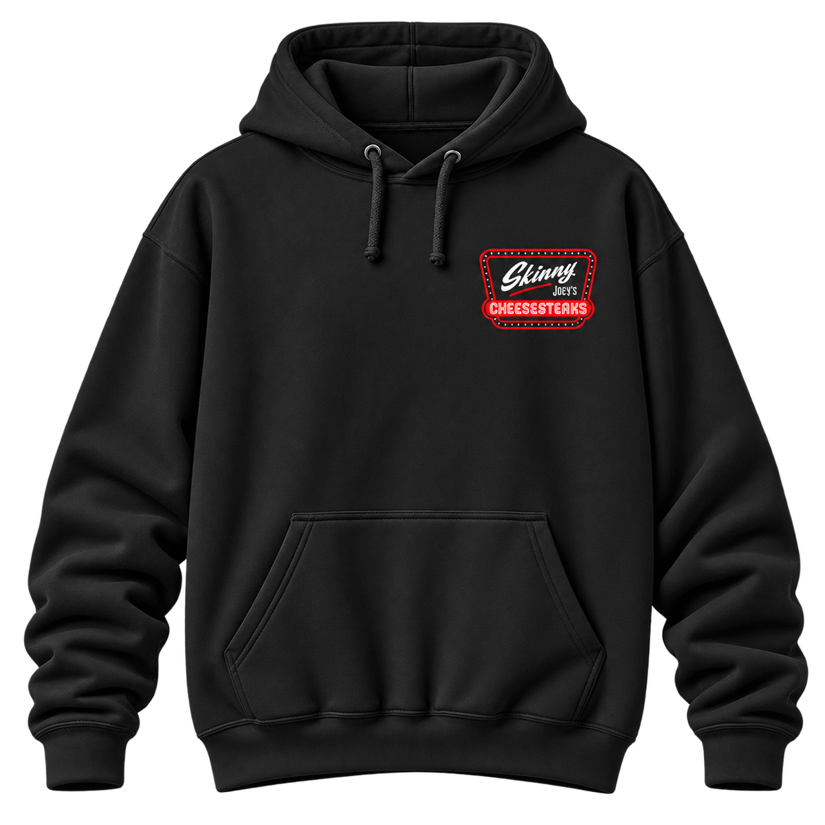 Skinny Joey's Cheesesteaks Logo Hoodie, Black, front