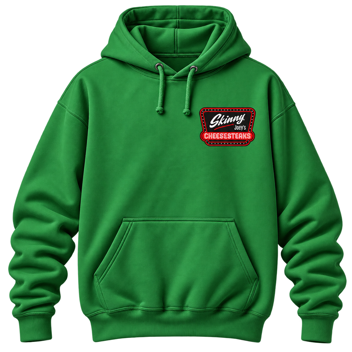 Skinny Joey's Cheesesteaks Logo Hoodie, Irish Green, front
