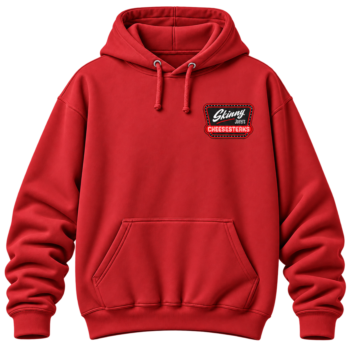 Skinny Joey's Cheesesteaks Logo Hoodie, Red, front