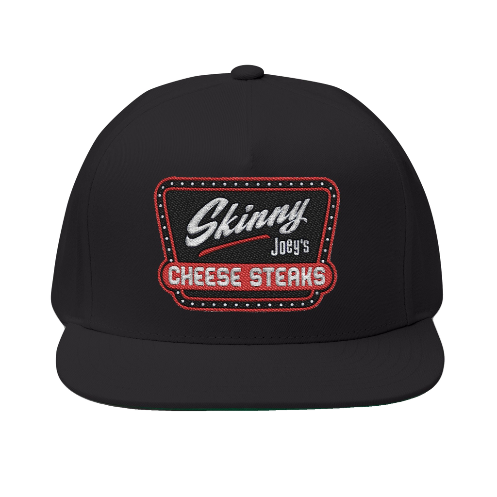 Skinny Joey's embroidered flat bill cap in black, Philly culture apparel