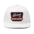 Skinny Joey's embroidered flat bill cap in white, Philadelphia streetwear
