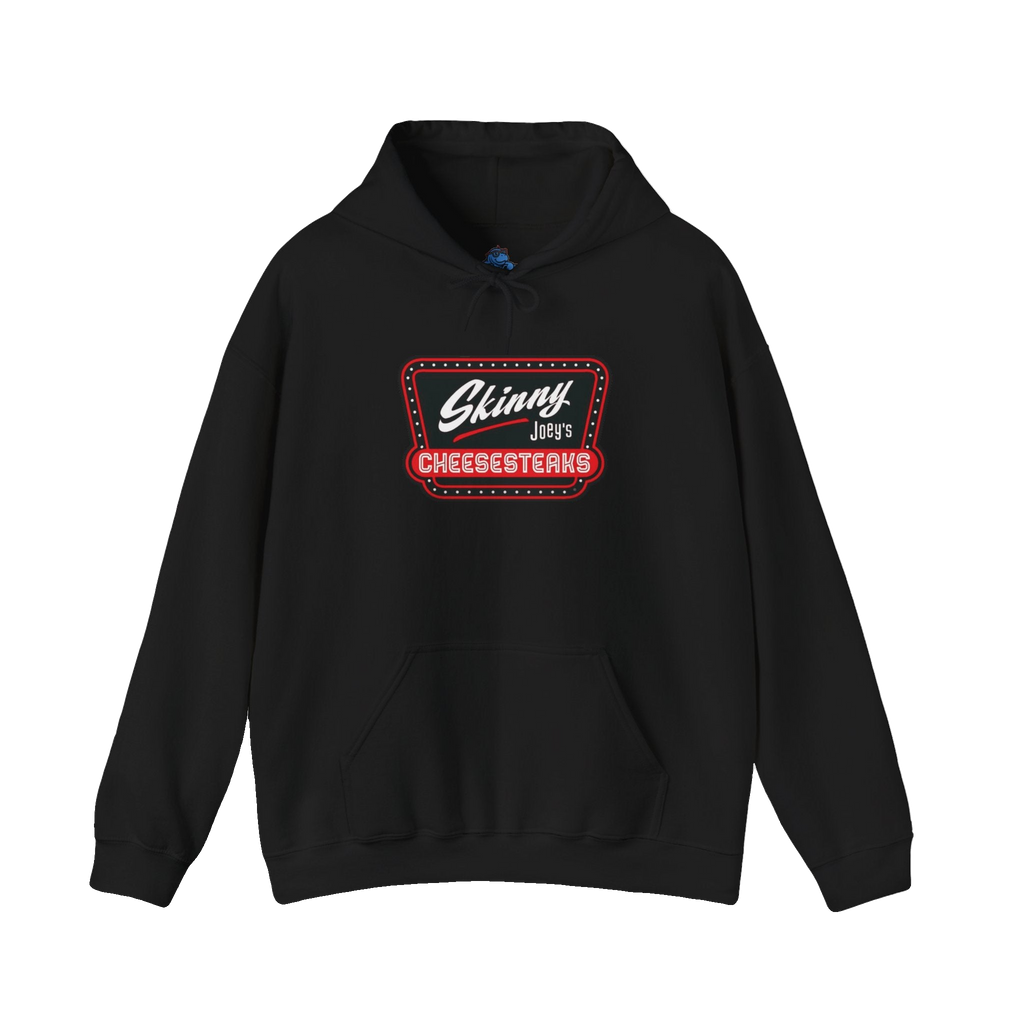 Skinny Joey's Cheesesteaks logo hoodie in black, South Philly streetwear